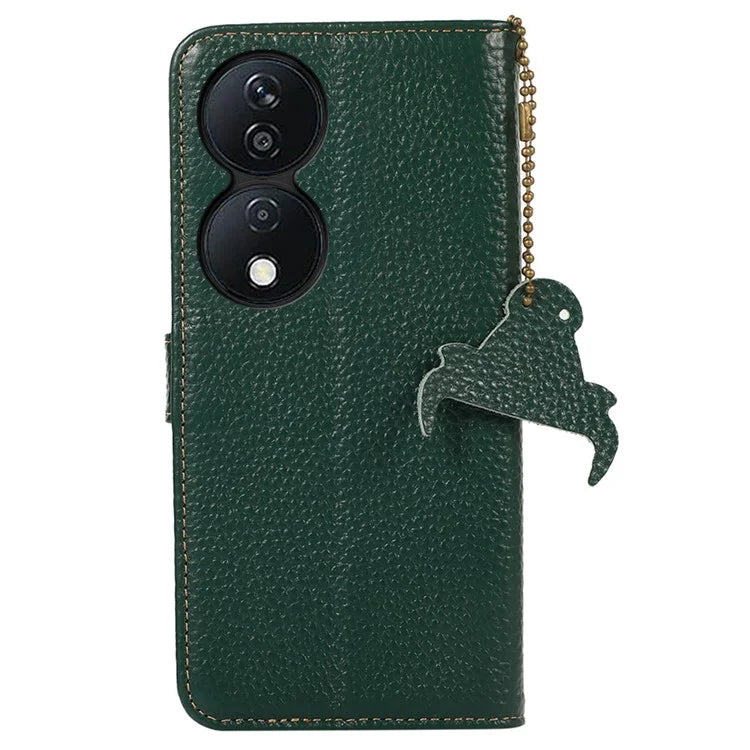 For Honor X7b 4G Case Genuine Cow Leather RFID Blocking Cell Phone Cover