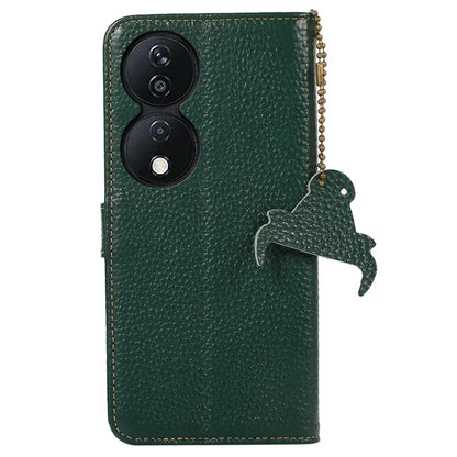 For Honor X7b 4G Case Genuine Cow Leather RFID Blocking Cell Phone Cover