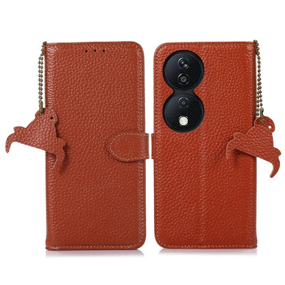 For Honor X7b 4G Case Genuine Cow Leather RFID Blocking Cell Phone Cover