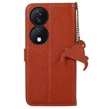 For Honor X7b 4G Case Genuine Cow Leather RFID Blocking Cell Phone Cover