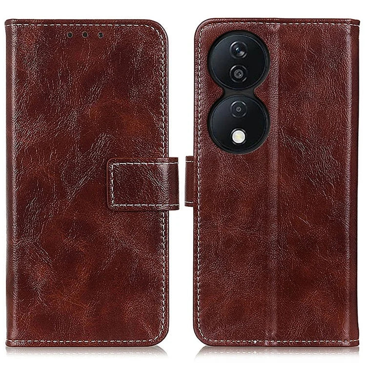 For Honor X7b 4G Wallet Case Retro Crazy Horse Texture Smart Phone Cover