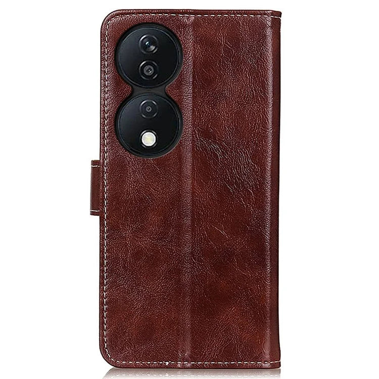 For Honor X7b 4G Wallet Case Retro Crazy Horse Texture Smart Phone Cover