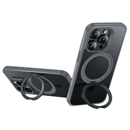 BENKS For iPhone 15 Pro Magnetic Case PC+TPU Phone Cover Rotary Safe Hand Grip Kickstand