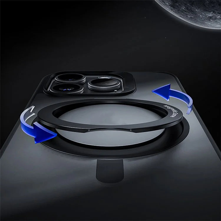 BENKS For iPhone 15 Pro Magnetic Case PC+TPU Phone Cover Rotary Safe Hand Grip Kickstand