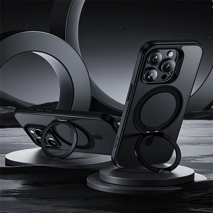 BENKS For iPhone 15 Pro Magnetic Case PC+TPU Phone Cover Rotary Safe Hand Grip Kickstand