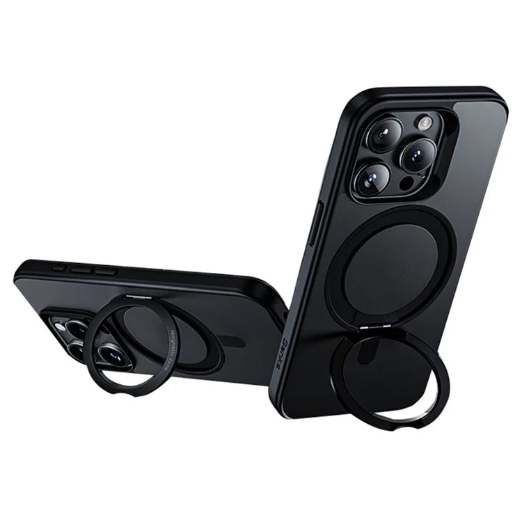BENKS For iPhone 15 Pro Magnetic Case PC+TPU Phone Cover Rotary Safe Hand Grip Kickstand