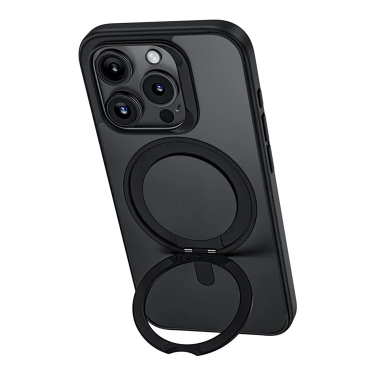 BENKS For iPhone 15 Pro Magnetic Case PC+TPU Phone Cover Rotary Safe Hand Grip Kickstand