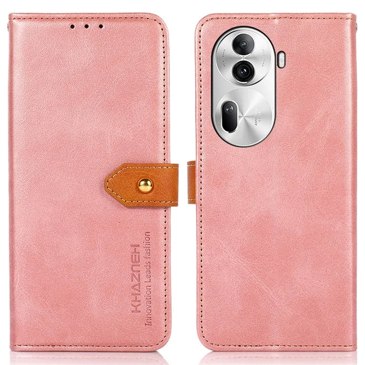 KHAZNEH For Oppo Reno11 Pro 5G (Global) / Reno11 (China) 5G Magnetic Case Golden Buckle PU Leather+TPU Phone Shell
