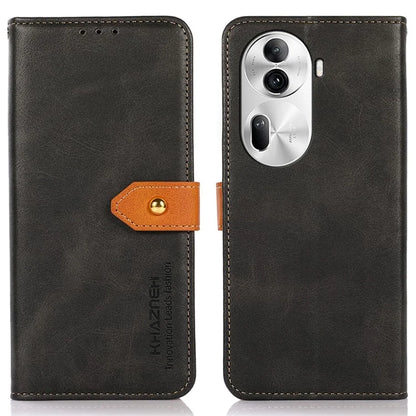KHAZNEH For Oppo Reno11 Pro 5G (Global) / Reno11 (China) 5G Magnetic Case Golden Buckle PU Leather+TPU Phone Shell