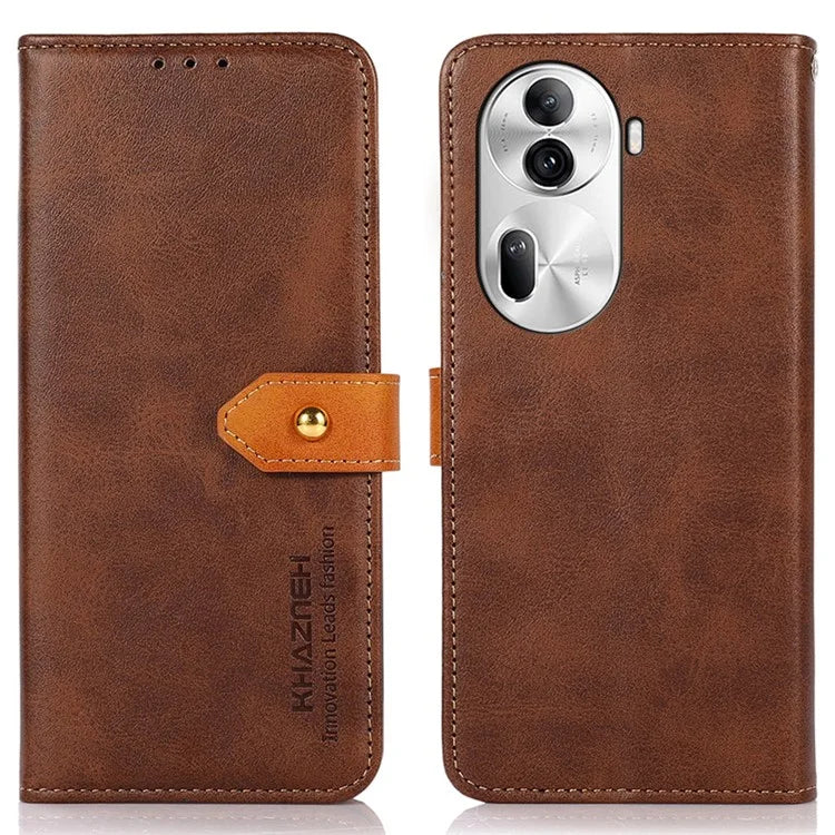 KHAZNEH For Oppo Reno11 Pro 5G (Global) / Reno11 (China) 5G Magnetic Case Golden Buckle PU Leather+TPU Phone Shell