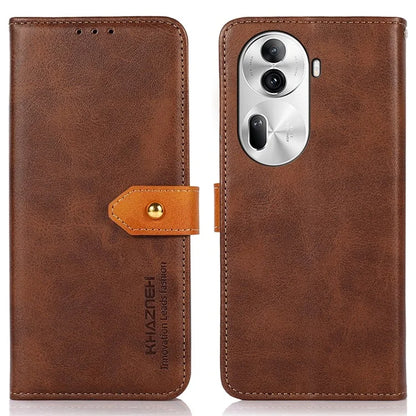 KHAZNEH For Oppo Reno11 Pro 5G (Global) / Reno11 (China) 5G Magnetic Case Golden Buckle PU Leather+TPU Phone Shell
