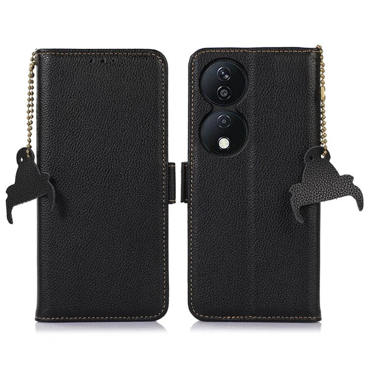 For Honor X7b 4G / Play 50 Plus 5G Genuine Cow Leather Case RFID Blocking Wallet