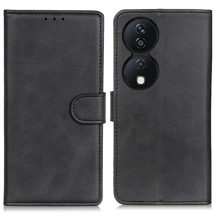 For Honor X7b 4G / Play 50 Plus 5G Leather Case with Wallet Stand Cowhide Texture