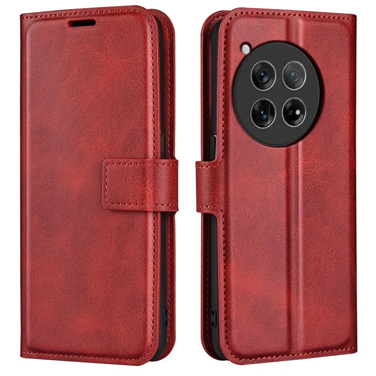 For OnePlus 12 5G PU Leather Folio Cover Magnetic Buckle Flip Phone Case Wallet
