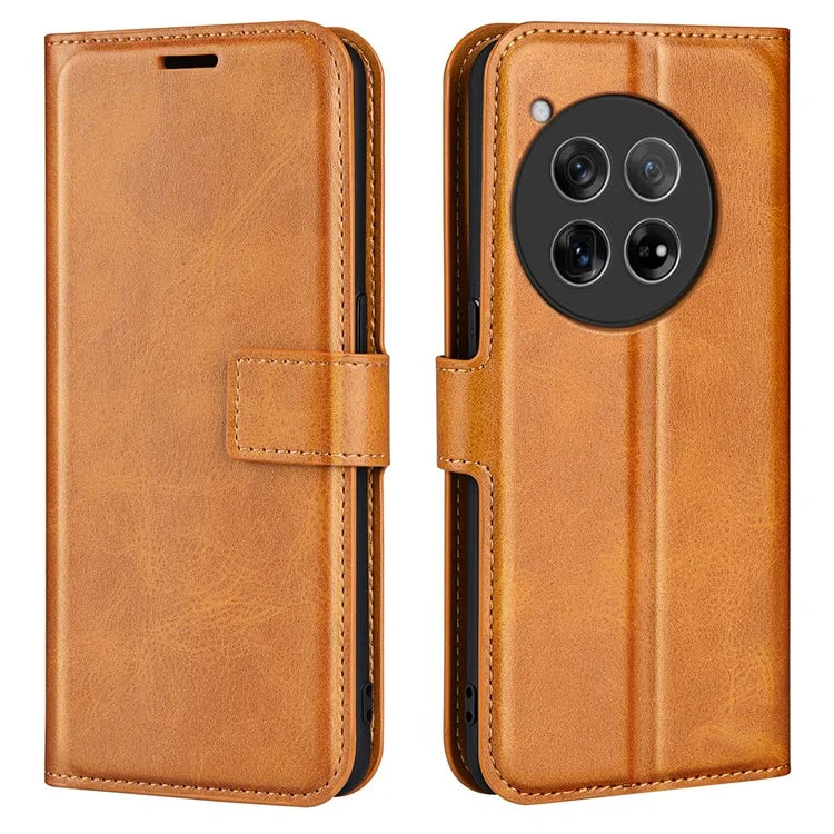 For OnePlus 12 5G PU Leather Folio Cover Magnetic Buckle Flip Phone Case Wallet