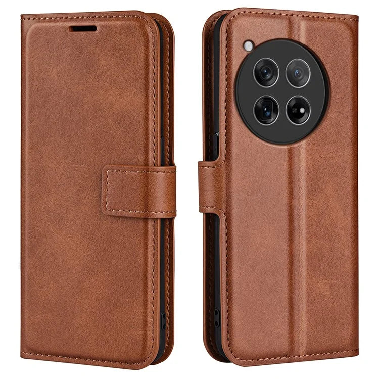 For OnePlus 12 5G PU Leather Folio Cover Magnetic Buckle Flip Phone Case Wallet