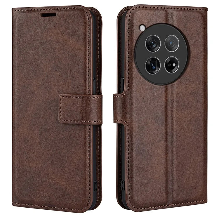 For OnePlus 12 5G PU Leather Folio Cover Magnetic Buckle Flip Phone Case Wallet