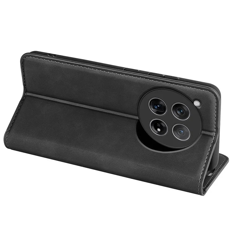 For OnePlus 12 5G PU Leather Skin-touch Case Wallet Flip Phone Cover