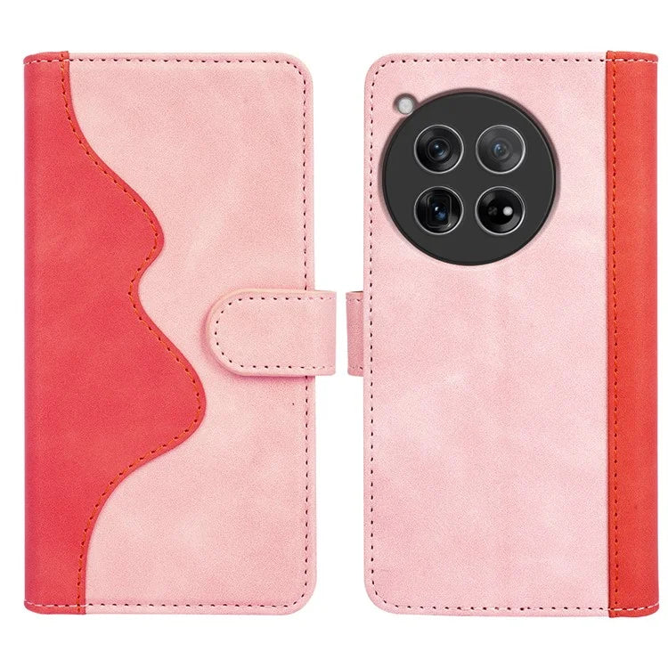For OnePlus 12 5G Wallet PU Leather Case Color Splicing Phone Cover