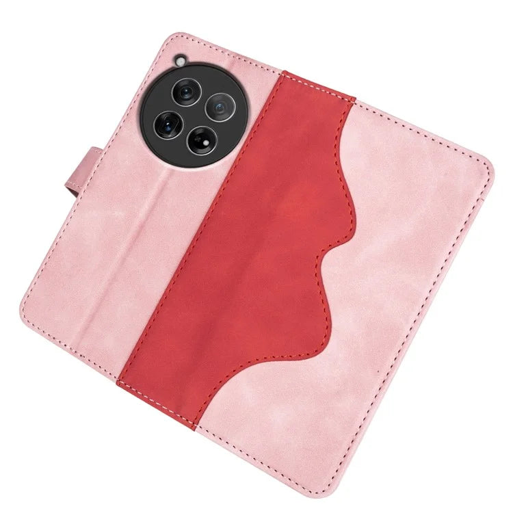 For OnePlus 12 5G Wallet PU Leather Case Color Splicing Phone Cover