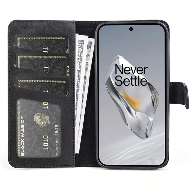 For OnePlus 12 5G Wallet PU Leather Case Color Splicing Phone Cover