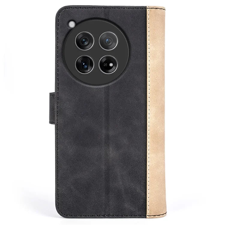 For OnePlus 12 5G Wallet PU Leather Case Color Splicing Phone Cover