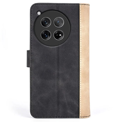 For OnePlus 12 5G Wallet PU Leather Case Color Splicing Phone Cover