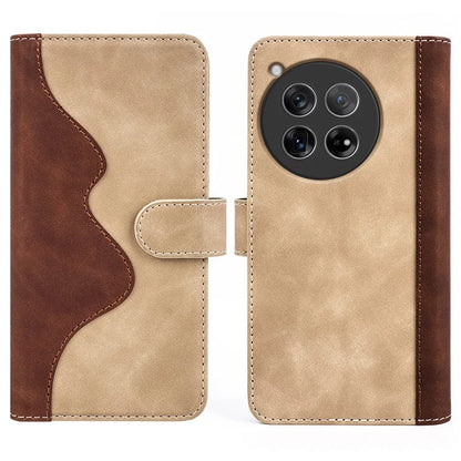 For OnePlus 12 5G Wallet PU Leather Case Color Splicing Phone Cover