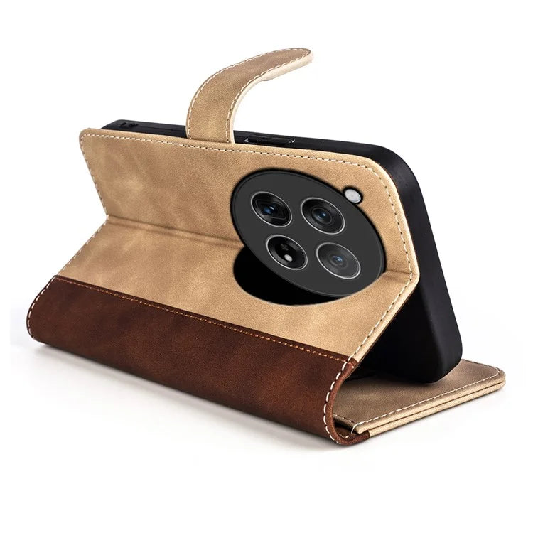 For OnePlus 12 5G Wallet PU Leather Case Color Splicing Phone Cover