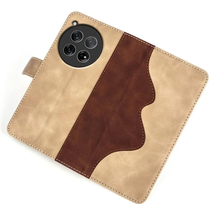 For OnePlus 12 5G Wallet PU Leather Case Color Splicing Phone Cover