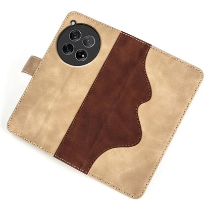 For OnePlus 12 5G Wallet PU Leather Case Color Splicing Phone Cover