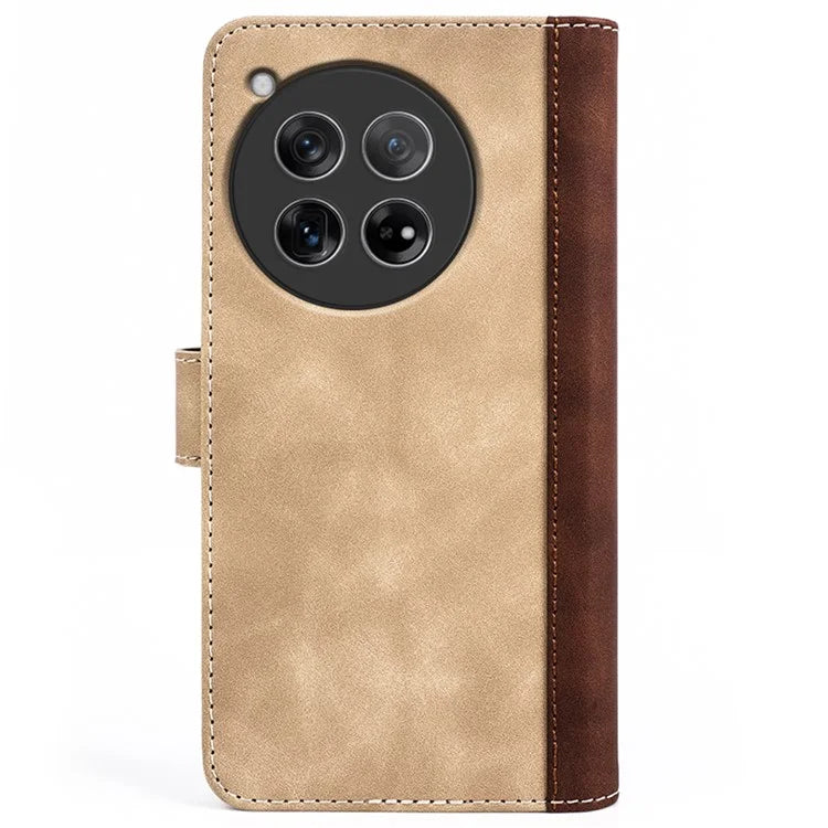 For OnePlus 12 5G Wallet PU Leather Case Color Splicing Phone Cover