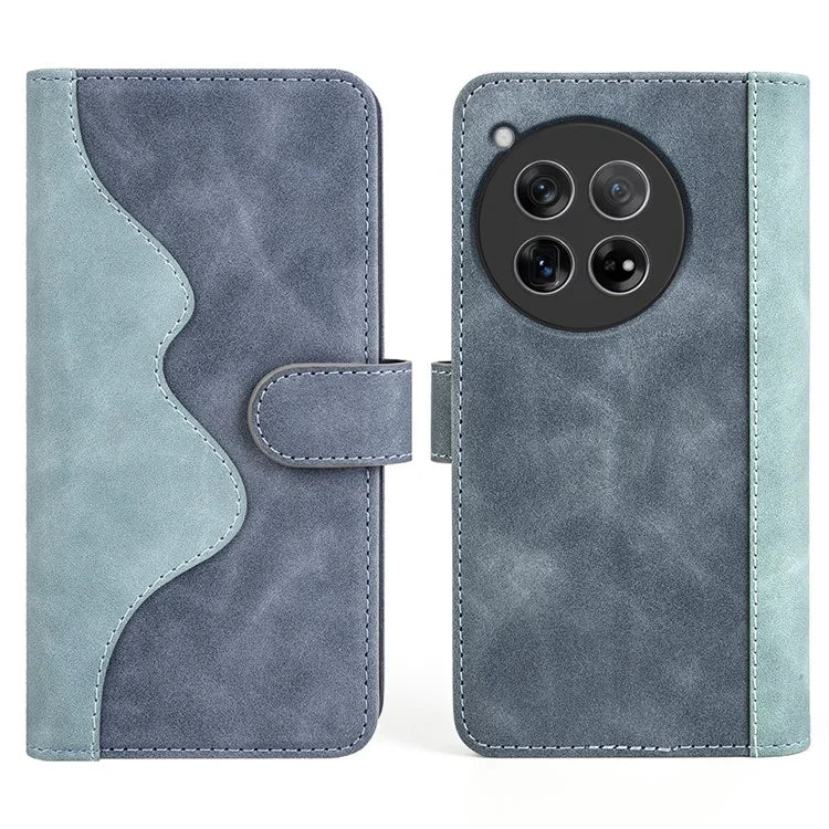 For OnePlus 12 5G Wallet PU Leather Case Color Splicing Phone Cover