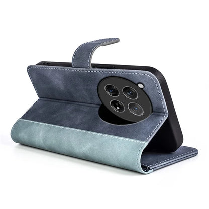 For OnePlus 12 5G Wallet PU Leather Case Color Splicing Phone Cover