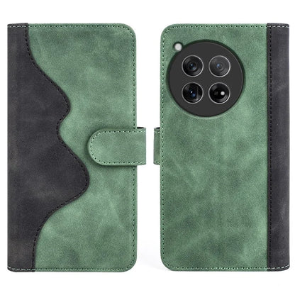 For OnePlus 12 5G Wallet PU Leather Case Color Splicing Phone Cover