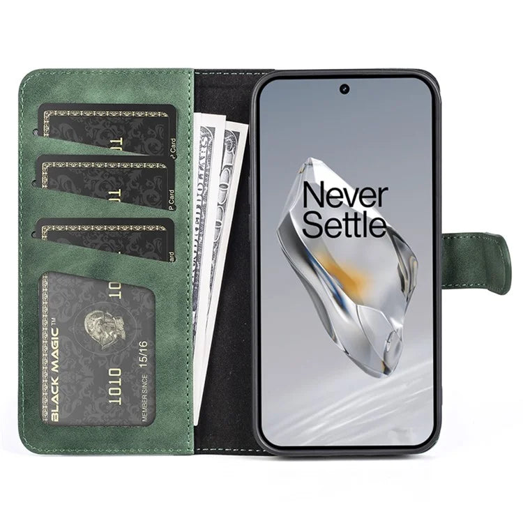 For OnePlus 12 5G Wallet PU Leather Case Color Splicing Phone Cover