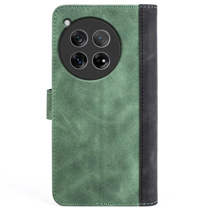For OnePlus 12 5G Wallet PU Leather Case Color Splicing Phone Cover