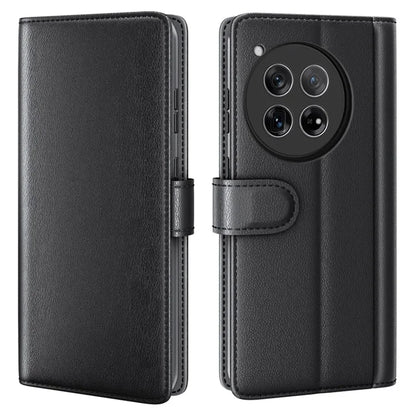 For OnePlus 12 5G Wallet Case Genuine Split Leather Phone Cover with TPU Shockproof Shell