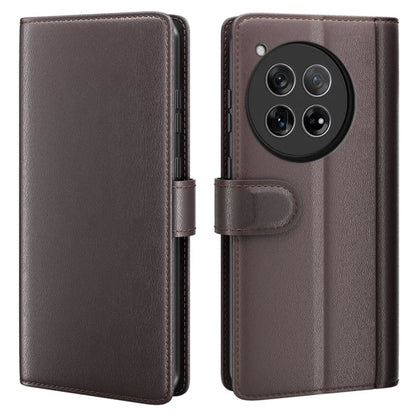 For OnePlus 12 5G Wallet Case Genuine Split Leather Phone Cover with TPU Shockproof Shell