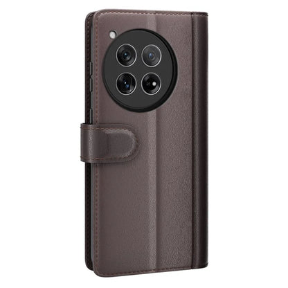 For OnePlus 12 5G Wallet Case Genuine Split Leather Phone Cover with TPU Shockproof Shell