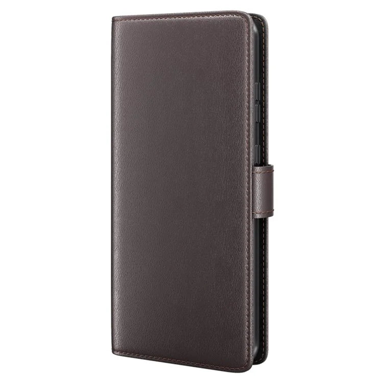 For OnePlus 12 5G Wallet Case Genuine Split Leather Phone Cover with TPU Shockproof Shell
