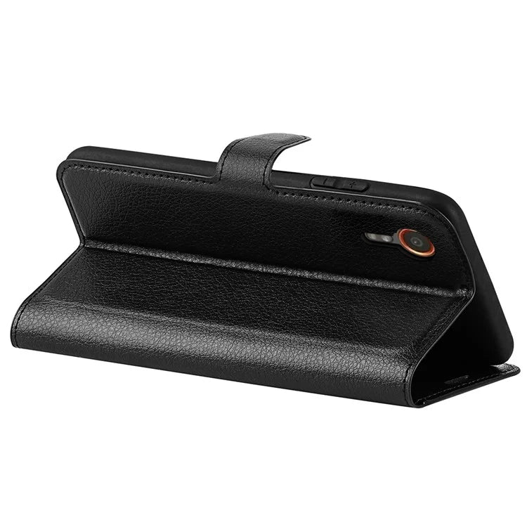 For Samsung Galaxy Xcover 7 Litchi Texture PU Leather Wallet Case Card Slot Stand Phone Cover