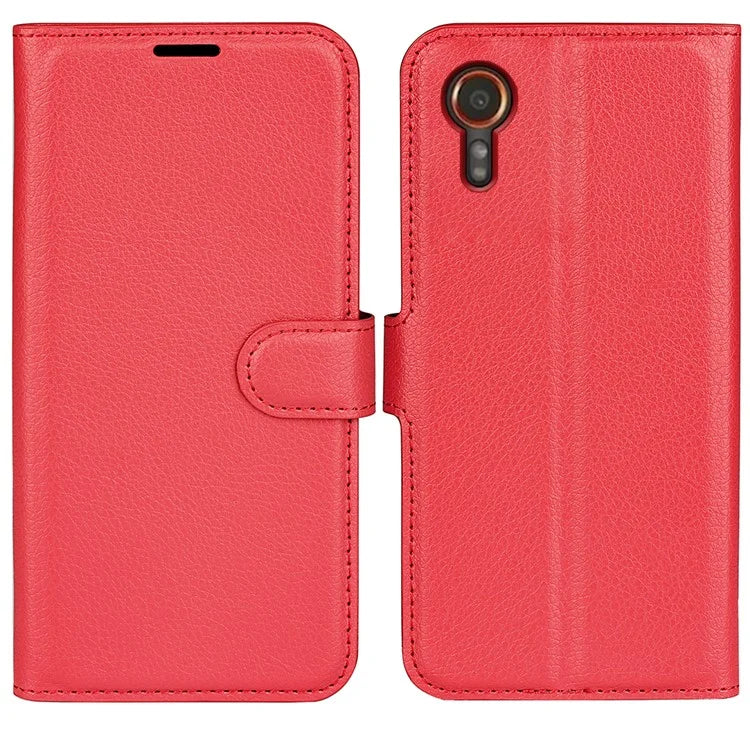 For Samsung Galaxy Xcover 7 Litchi Texture PU Leather Wallet Case Card Slot Stand Phone Cover