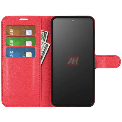 For Samsung Galaxy Xcover 7 Litchi Texture PU Leather Wallet Case Card Slot Stand Phone Cover