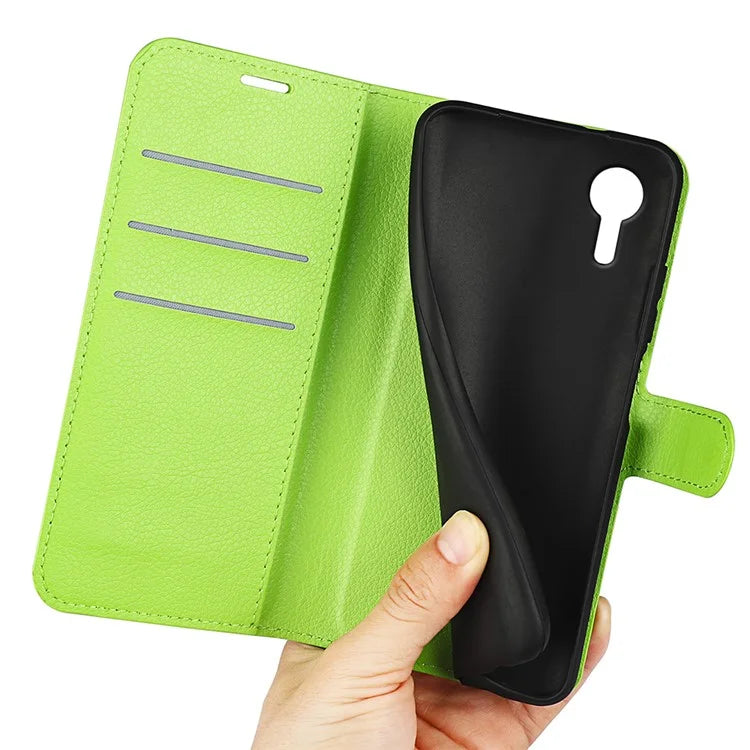 For Samsung Galaxy Xcover 7 Litchi Texture PU Leather Wallet Case Card Slot Stand Phone Cover