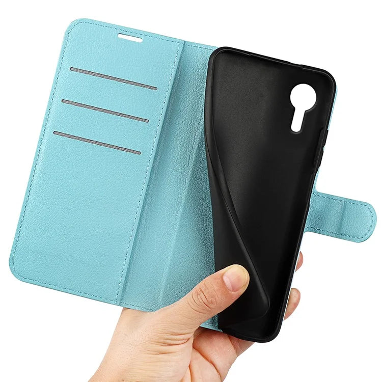 For Samsung Galaxy Xcover 7 Litchi Texture PU Leather Wallet Case Card Slot Stand Phone Cover