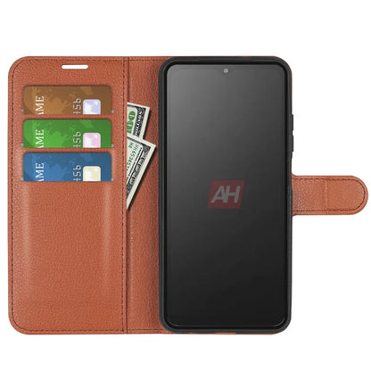 For Samsung Galaxy Xcover 7 Litchi Texture PU Leather Wallet Case Card Slot Stand Phone Cover
