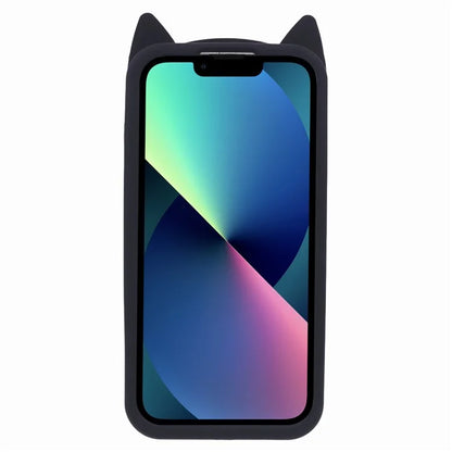 For iPhone 15 Plus Silicone Case 3D Moustache Cat Protective Phone Cover