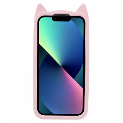 For iPhone 15 Plus Silicone Case 3D Moustache Cat Protective Phone Cover
