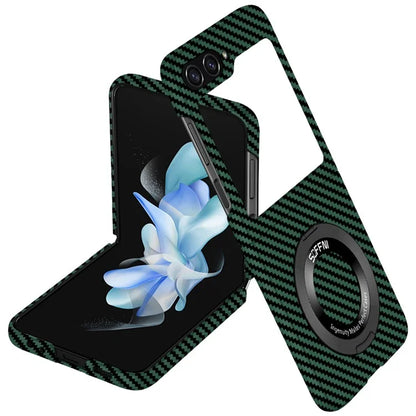 For Samsung Galaxy Z Flip5 5G Magnetic Case Ring Kickstand PU Leather + PC Cover